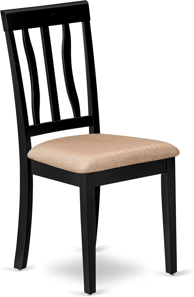 East West Furniture DLAN3-BCH-C 3 Piece Dining Room Table Set Contains a Round Kitchen Table with Dropleaf and 2 Linen Fabric Upholstered Dining Chairs, 42x42 Inch, Black & Cherry