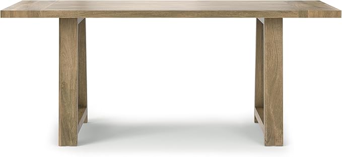SIMPLIHOME Whitley Dining Table - 72 inch Wide Solid Mango Rectangular Kitchen Table with Trestle Base in Grey Wash, Modern Farmhouse Style for Dining Room or Family Room, Seats 6