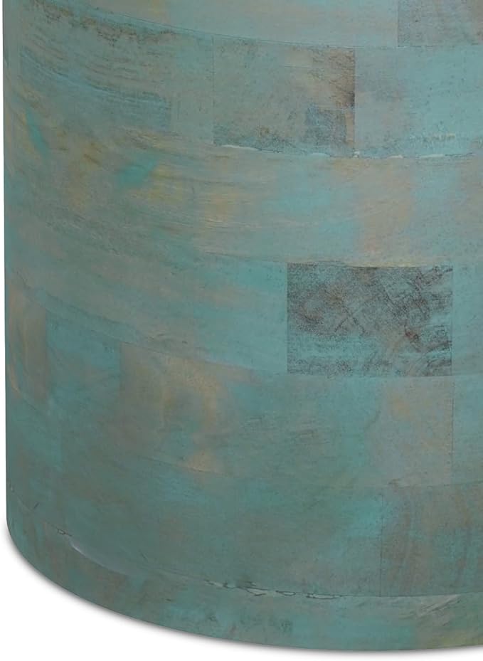 SIMPLIHOME Haynes 16-inch Wide Solid Mango End Table in Teal Wash, Handcrafted Boho-Style Accent Table for Living, Bedroom, or Home Office, Assembled