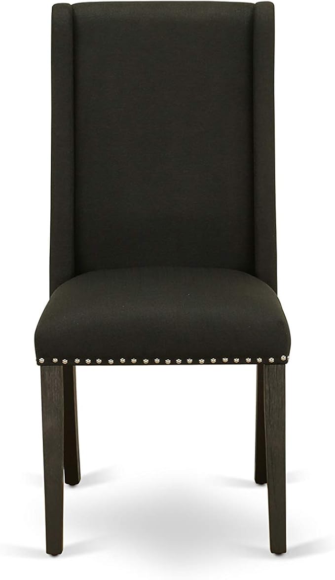 East West Furniture X697FL624-9 9 Piece Dining Room Furniture Set Includes a Rectangle Dining Table with X-Legs and 8 Black Linen Fabric Upholstered Chairs, 40x72 Inch, Multi-Color