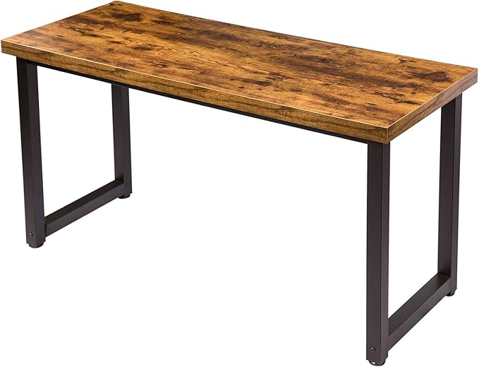 TOPSKY 59" Big Large Computer Office Desk 1.88" Thickness Desktop (Rustic Brown)