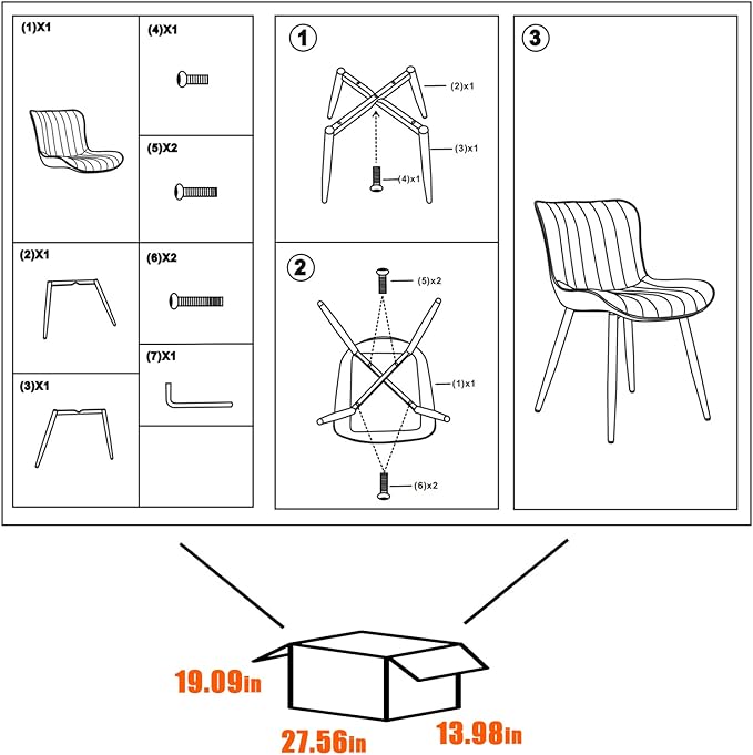 YOUNUOKE Mid-Century Modern Dining Chairs Set of 2, Grey PU Leather Upholstered Kitchen Chairs with Black Metal Legs, Armless Accent Chair for Dining Room, Guest Reception Room