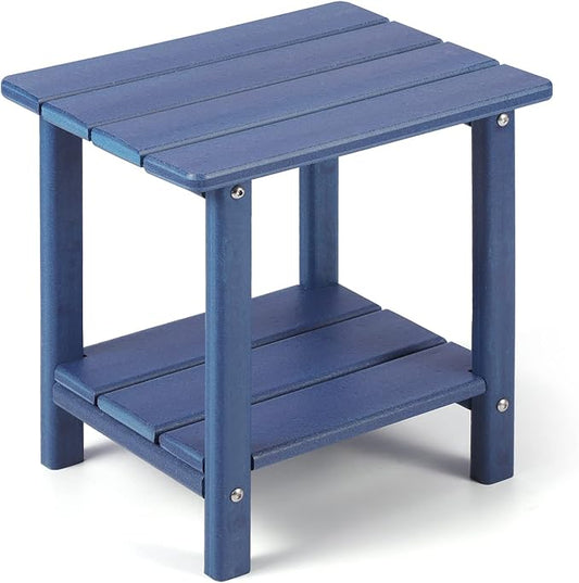 Adirondack Outdoor Side Table, 2-Tier Sturdy Patio End Table Weather Resistant, 16.5" Solid Side Table for Patio, Pool, Porch