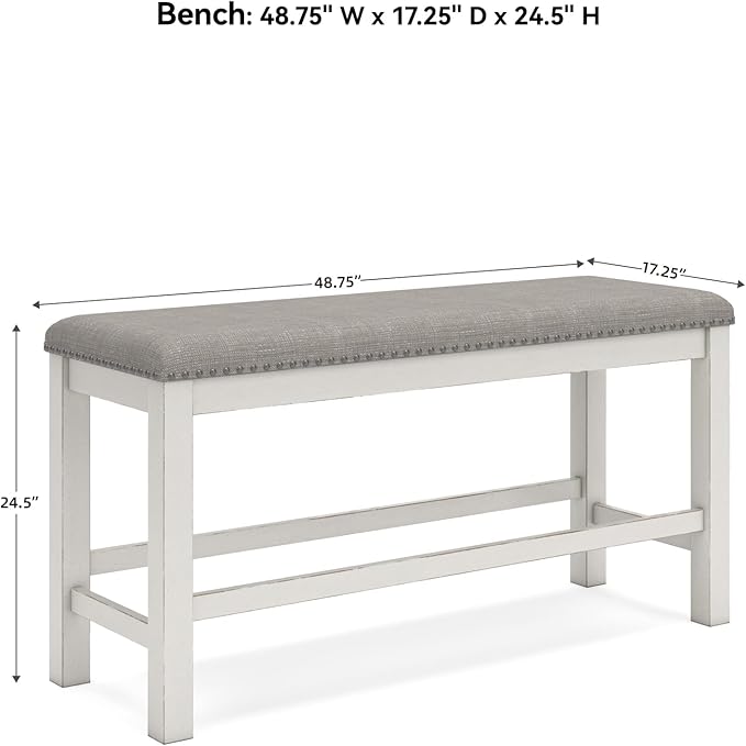 Signature Design by Ashley Robbinsdale 49" Counter Height Dining Bench, Antique White