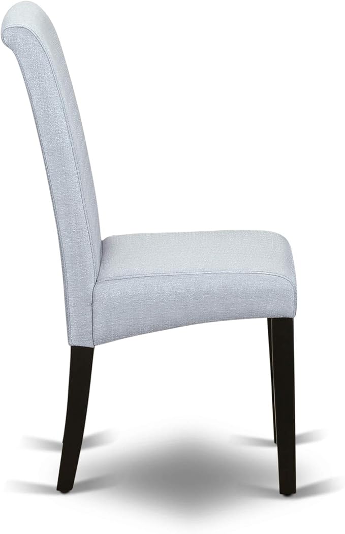 East West Furniture LGBA5-BLK-05 5 Piece Dinette Set Includes a Rectangle Dining Table with Butterfly Leaf and 4 Grey Linen Fabric Parson Dining Room Chairs, 42x84 Inch, Black