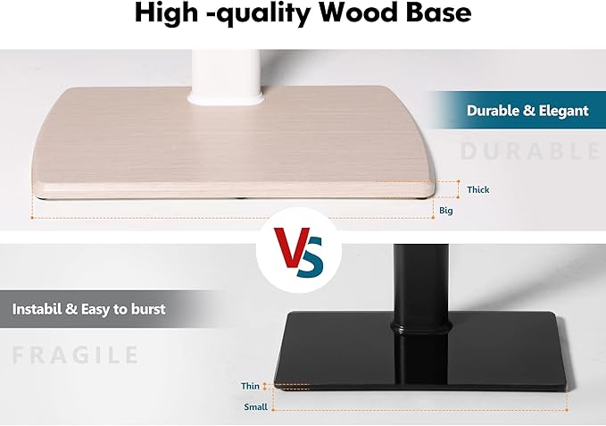 FITUEYES Swivel Floor TV Stand for 32 to 70 Inch TVs Tall Universal TV Stand Mount with Sturdy Wood Base, Space Saving for Corner Bedroom White