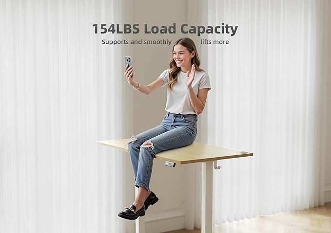 Seang Standing Desk with Adjustable Height, 40x24 Inch Electric Stand Up Desk for Home Office, Studio, Computer Workstation, Nature Top