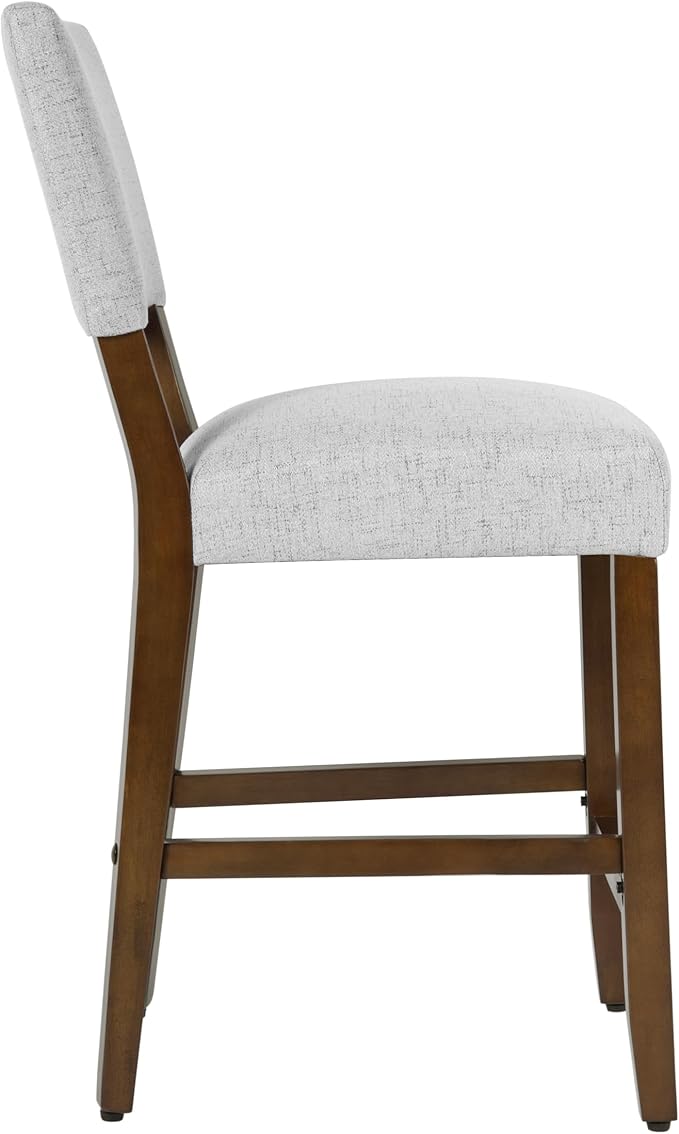 HomePop 24" Open Back Counter Stool Home Décor|Fabric Chairs for Dining Room, Kitchen and Living Room - Gray Woven(Single Pack)