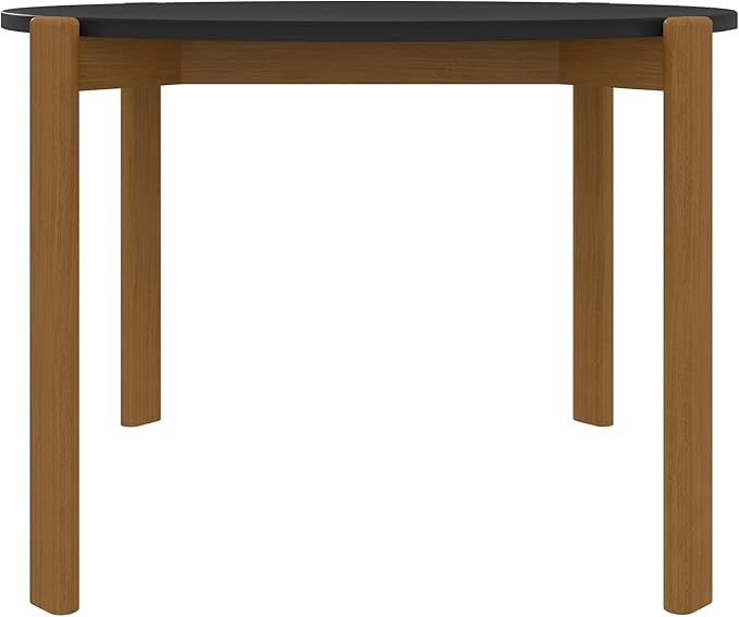 Manhattan Comfort Gales 46-Inch Mid Century Modern Round Dining Table for 2-4 Person, Minimalist Home Furniture with Solid Eucalyptus Wood Legs, Matte Black