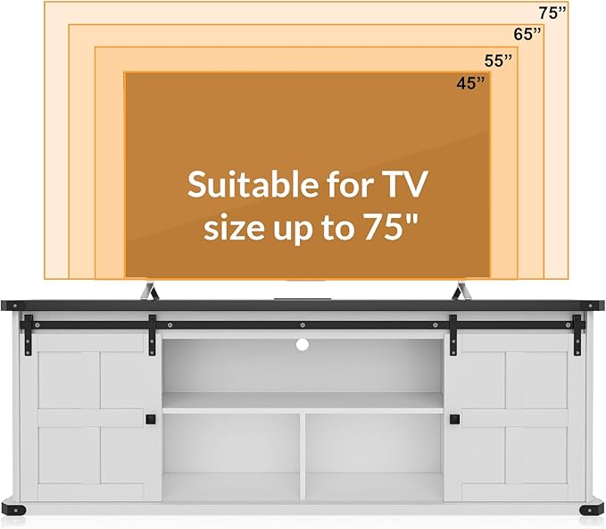 GAOMON 70" Farmhouse TV Stand for 80/75/70 Inch TVs,Entertainment Center Storage Cabinets w/Power Outlets and Sliding Barn Door,Rustic TV Stands for Living Room,Media Console Cabinet