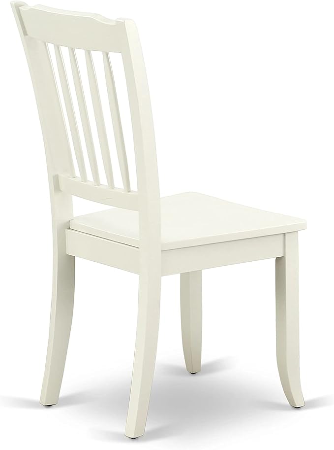 East West Furniture SUDA5-LWH-W 5 Piece Dining Room Furniture Set Includes a Round Kitchen Table with Dropleaf & Shelves and 4 Dining Chairs, 42x42 Inch, Linen White