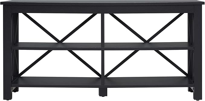 Henn&Hart Rectangular TV Stand for TV's up to 55" in Black, TV Stands for the Living Room