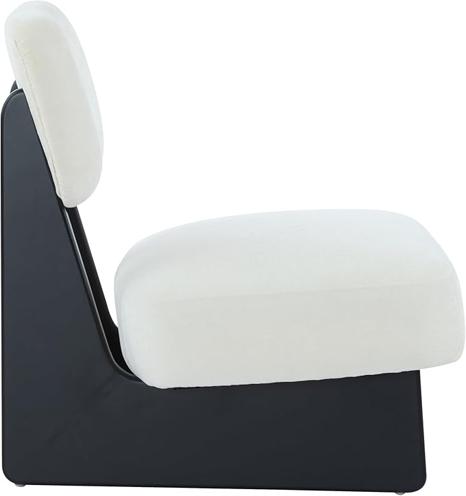 Christopher Knight Home Mores Low Profile Accent Chair Set of 2, Modern Living Room Armless Lounge Chair, Fabric Comfy Reading Chair for Bedroom, Wooden Frame and Thick Padded Seat, Black+White