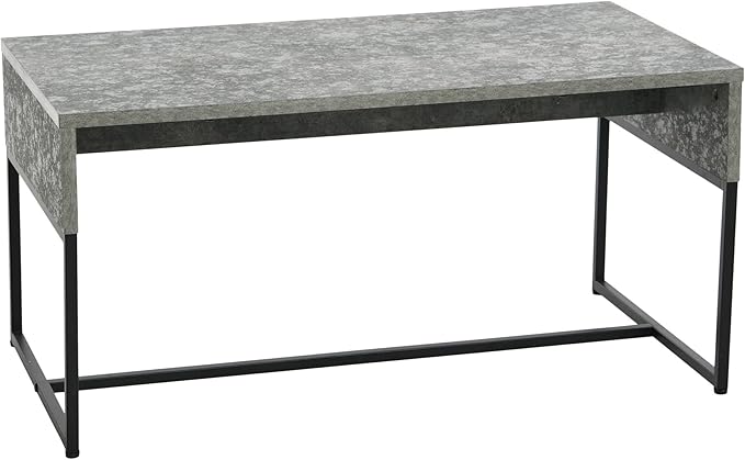 Household Essentials Wrap Rectangular Coffee Table Rustic Slate Concrete and Black Metal