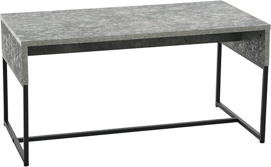 Household Essentials Wrap Rectangular Coffee Table Rustic Slate Concrete and Black Metal