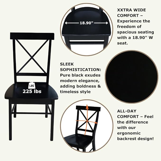 Set of Two X-Back Dining Chairs, Black