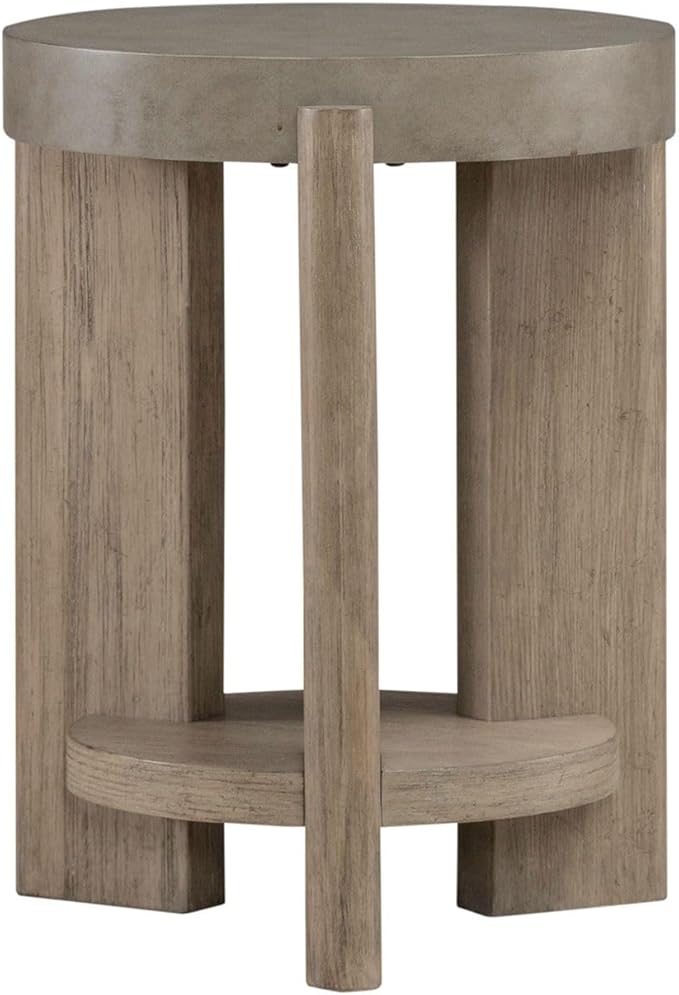 Liberty Furniture Affinity Chairside Table for Living Room - Dusty Taupe Faux Concrete Tops