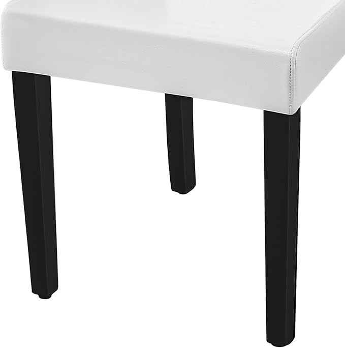 Yaheetech Dining Chairs Set of 2 Faux Leather Modern Dining Room Chairs with Rubberwood Legs and Padded Seat for Kitchen/Living Room/Restaurant, White