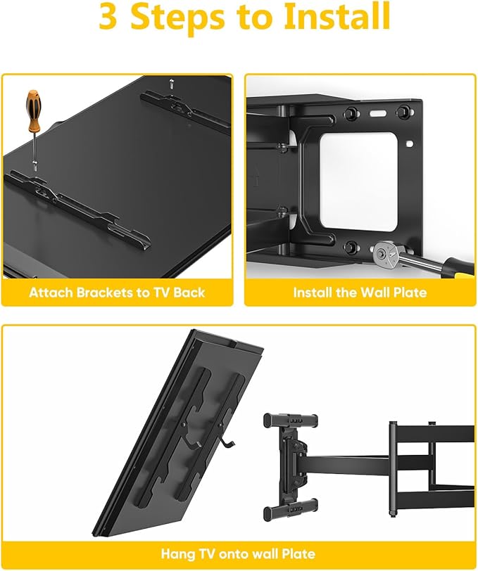FORGING MOUNT Long Arm TV Wall Mount with 36" Extension Dual Articulating Full Motion TV Mount Bracket for 50"-90" Flat Curved TVs, Easy Install on 16" 24" Studs Max VESA 600x400mm up to 198lbs