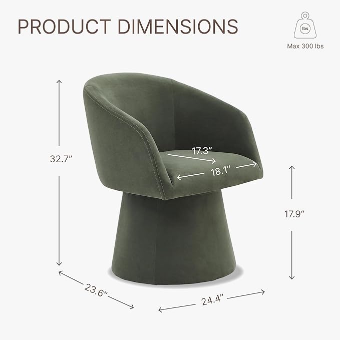 Swivel Dining Chairs Modern Accent Armchair Side Deskchair for Diningroom Vanity Bedroom Livingroom Reading Room,Green,4 Box