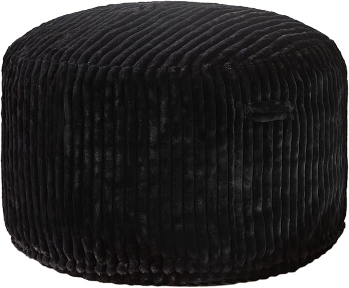 Hobestluk Bean Bag Chairs 2.5FT Bean Bag Chair with Memory Foam Filled & Stripe Plush Cover Small Bean Bag Chairs for Playroom, Living Room, Bedroom (Black)