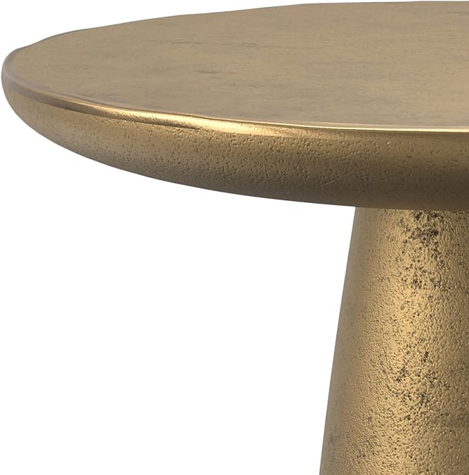 SIMPLIHOME Dominique Metal Table in Antique Brass, 18-inch Round, 19.75-inch Tall, Cast Aluminum Side Table for Living Room, Bedroom, Fully Assembled