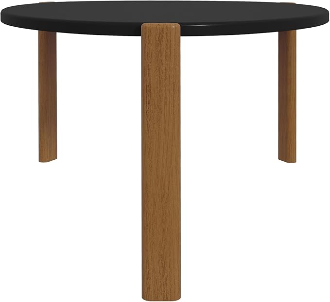 Manhattan Comfort Gales Mid Century Modern Coffee Table with Oval Triangle Shaped Top, Accent Furniture for Living Room Made from Solid Eucalyptus Wood, Matte Black