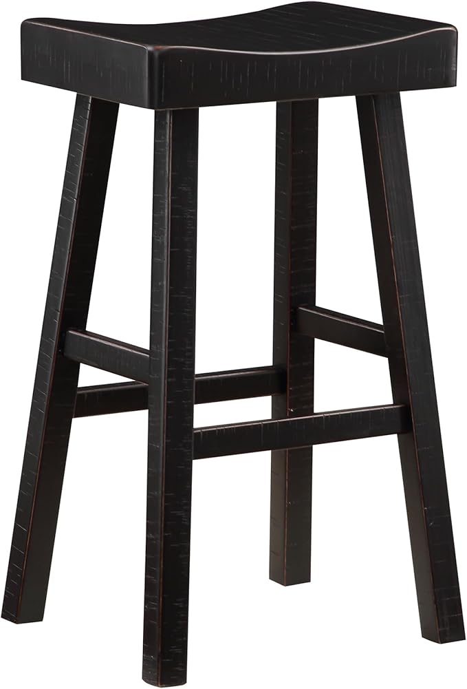Lexicon Bar Table Set for 3, Small Kitchen Table Set Kitchen Island Table with 3 Saddle Bar Stools, 4 Piece Dining Table Set for Breakfast Nook, Living Room, Apartment, Pub Height, Black