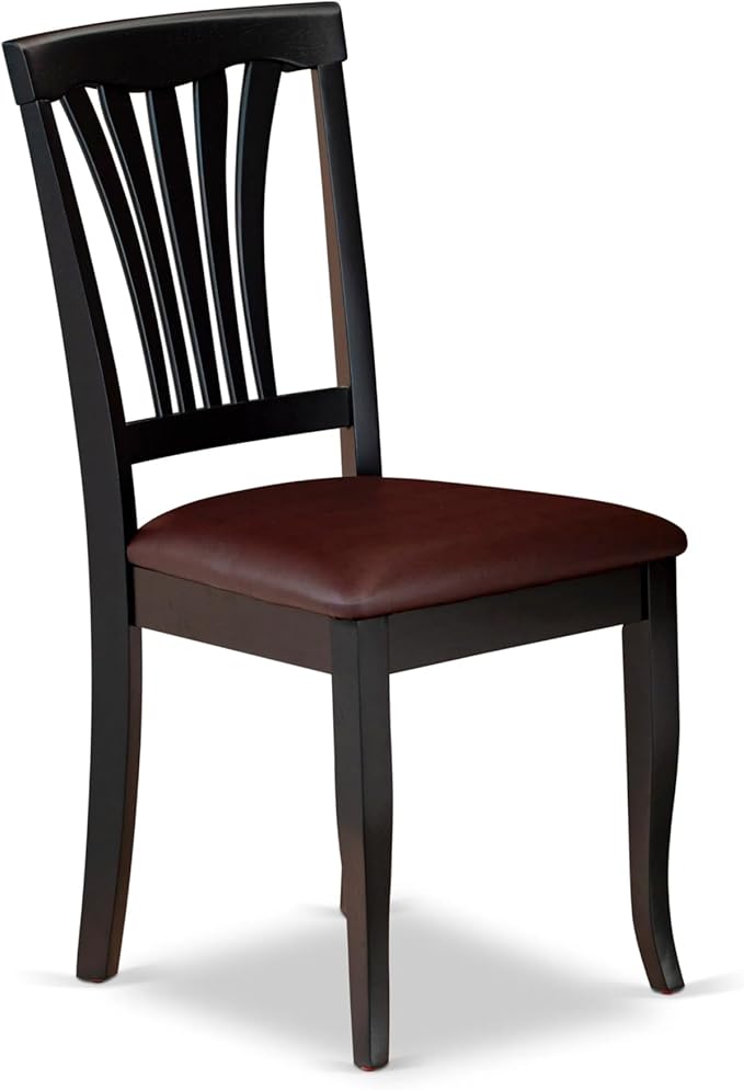 East West Furniture ANAV5-BLK-LC 5 Piece Dinette Set for 4 Includes a Round Kitchen Table with Pedestal and 4 Faux Leather Dining Room Chairs, 36x36 Inch, Black & Cherry