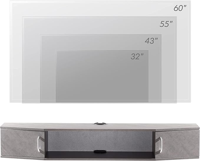 FITUEYES Floating TV Stand Wall Mounted Entertainment Center Media Console Storage Cabinet Under TV Stone Gray 43.3in