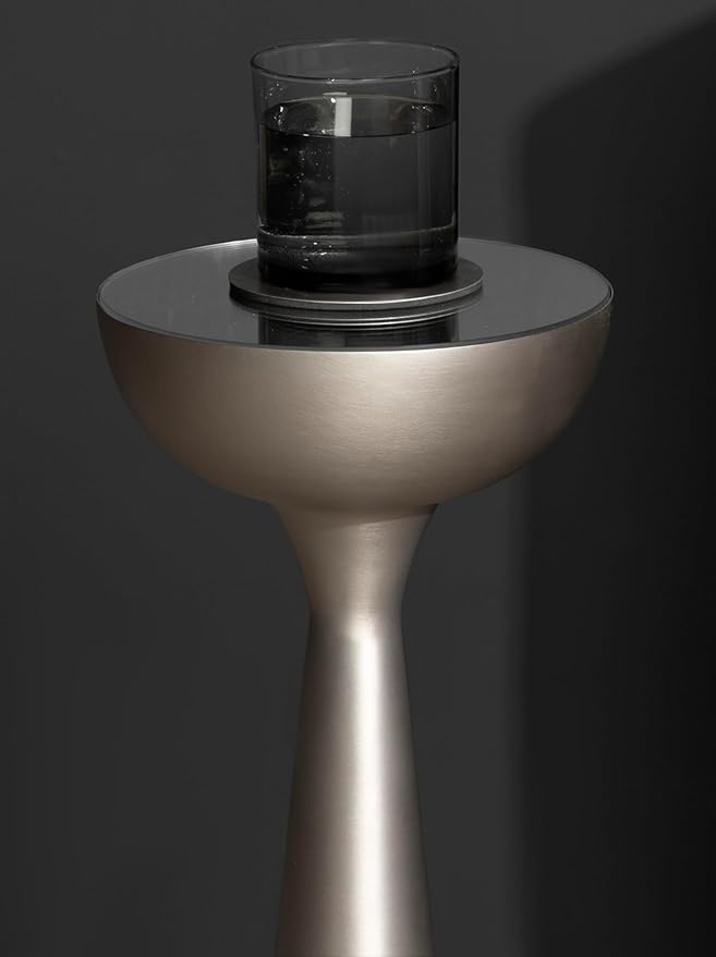 Kate and Laurel Chandon Mid-Century Sophisticated Drink Table; 8 x 8 x 23; Antique Nickel; Glam Sculptural Plant Pedestal Table for Use as Antique Mini Table or Bathtub Accent Table