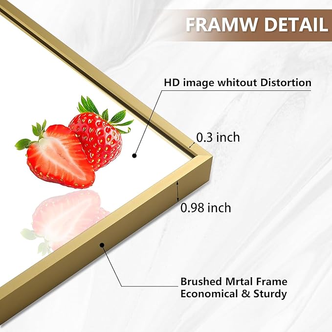 Gold Bathroom Mirror, 40"x30" Rectangle Mirror, Brushed Gold Mirror, Metal Frame Square Corner Vanity Mirror, Wall Mounted Mirror for Modern, Living Room, Bedroom, Horizontal Or Vertical