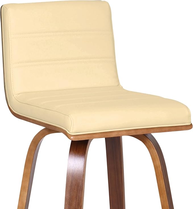 Vienna 30" Swivel Bar Stool in Walnut Wood Finish with Cream Faux Leather - Set of 3