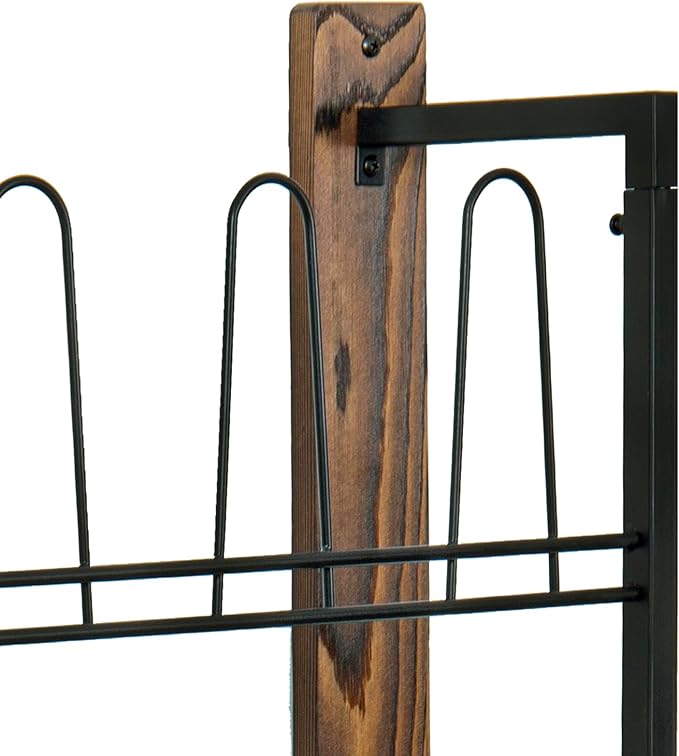 MyGift Premium Black Metal Hanging Wall Shoe Rack for Walk in Closet, Mudroom and Entryway, Wall Mounted Space Saving Boot and Shoe Rack Organizer, Holds 9 Pairs (Solid Wood, 9 Pairs)