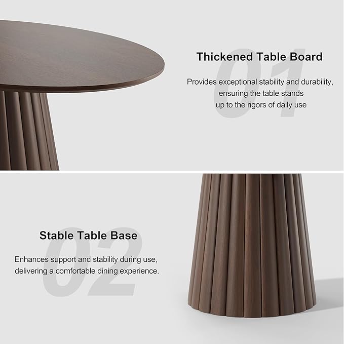 Casaphoria 67" Oval Dining Table, Modern Wood Kitchen Table with Cone Shaped Strip Convex Base for Living Room & Dining Room, Easy Assembly Farmhouse Furniture for 4-6, Walnut