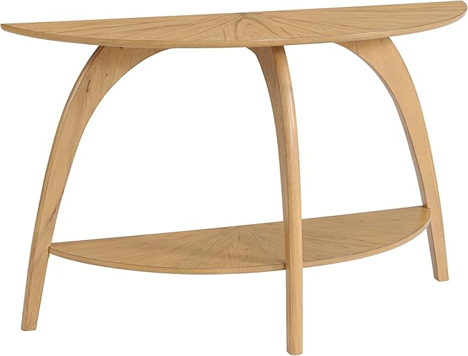Martin Svensson Home LAX Half-Moon Sofa Console Table with Storage, Blonde