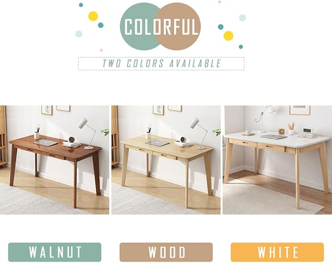 IOTXY Solid Wood Writing Desk - Home Office Workbench Desk with Drawer, 47.24" Width Laptop Computer Work Study Table