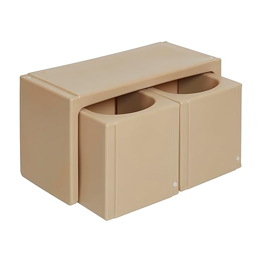 ECR4Kids Tri-Me Table and Cube Chair Set, Multipurpose Furniture, Sand, 3-Piece