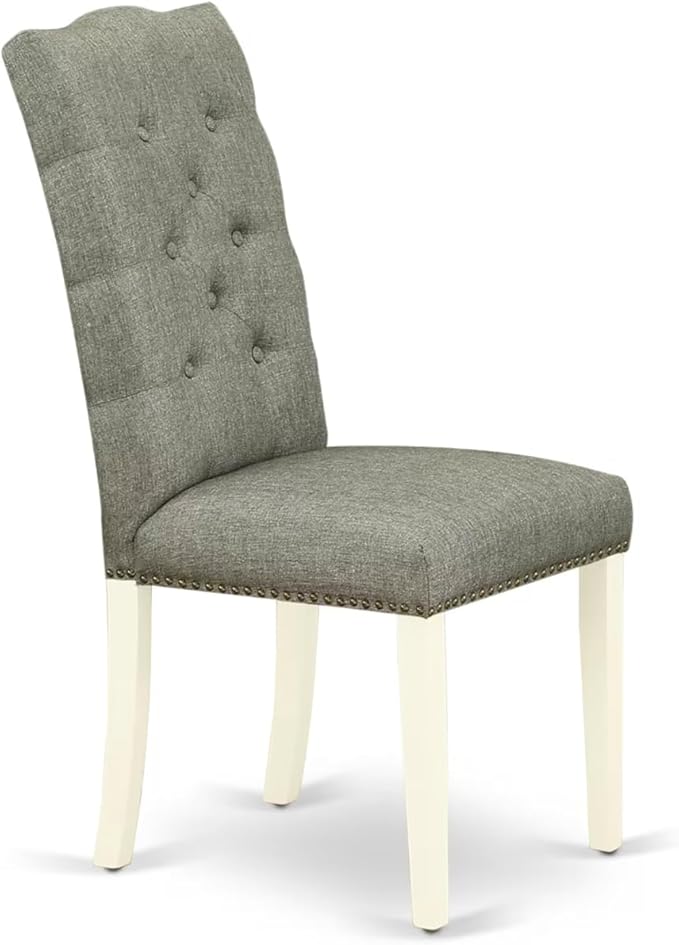 East West Furniture V077EL207-5 5 Piece Dinette Set for 4 Includes a Rectangle Dining Room Table with V-Legs and 4 Gray Linen Fabric Upholstered Parson Chairs, 40x72 Inch, Multi-Color