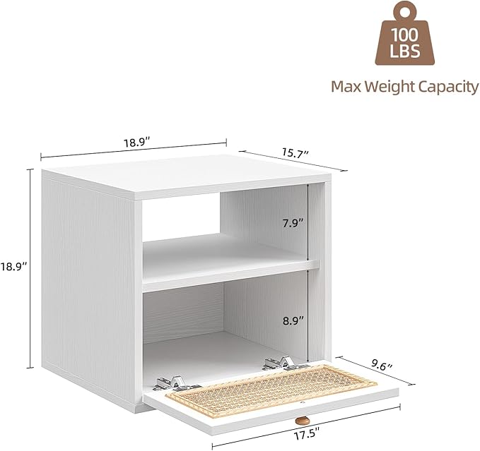 3-in-1 Modular TV Stand with Rattan Doors, DIY Media Console Boho Entertainment Center Modern TV Cabinet with Open Shelves,White