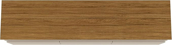 Manhattan Comfort Yonkers 71 Inch Mid Century Modern TV Stand with Storage, 3 Flip Down Door, Hole for Wire Management, Fits Up to 60" Television, Durable & Versatile Console Table, Off White/Cinnamon