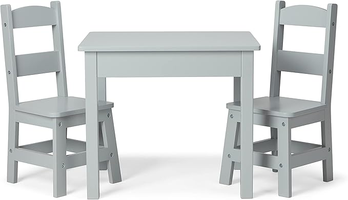 Melissa & Doug Wooden Table & Chairs-Gray Kids Furniture , Grey