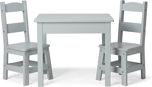 Melissa & Doug Wooden Table & Chairs-Gray Kids Furniture , Grey
