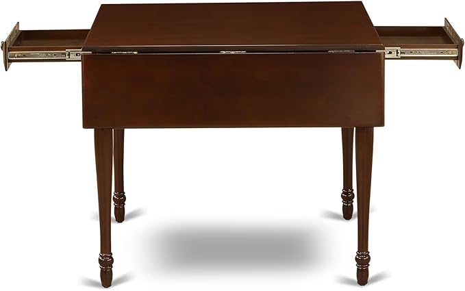East West Furniture MZNO3-MAH-C 3 Piece Dinette Set for Small Spaces Contains a Rectangle Dining Table with Dropleaf and 2 Linen Fabric Dining Room Chairs, 36x54 Inch, Mahogany