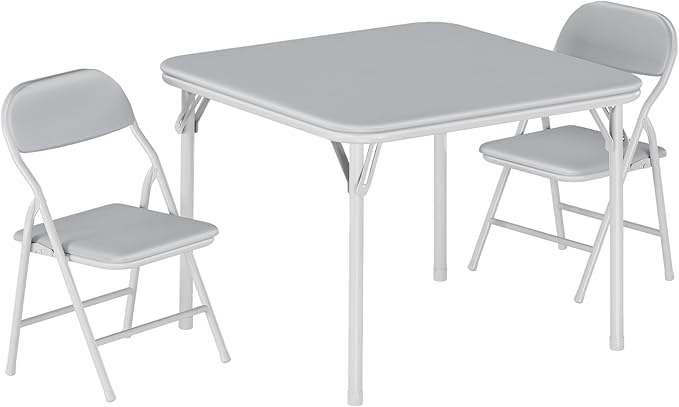 GarveeHome 3-Piece Kids Folding Table and Chairs Set, Toddlers Children's Activity Table and Chairs Set for Dining Room,Daycare,Classrooms