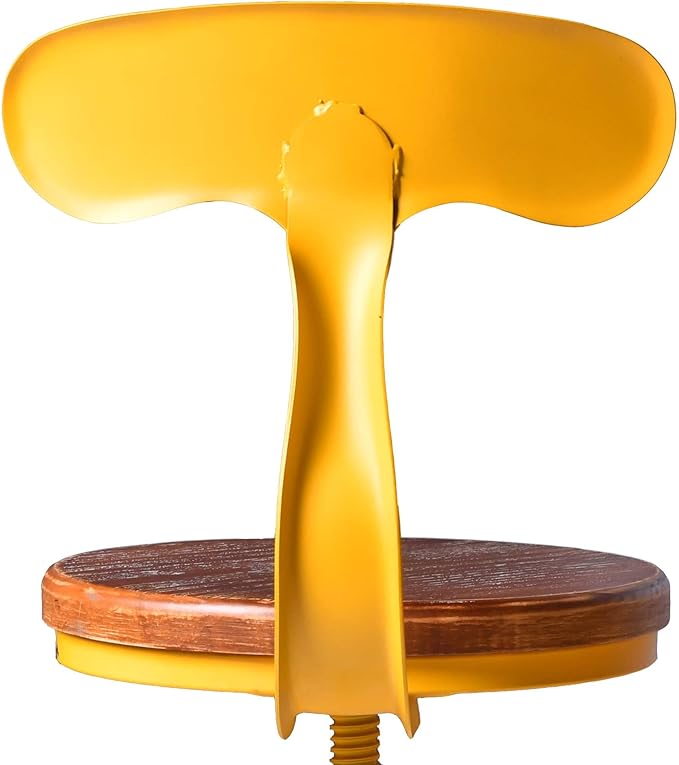 Topower Farmhouse Kitchen Stool, Industrial Counter Stool, Kitchen Deco Round Seat Standard Height Adjustable Swivel Bar Stools with Backrest Indoor House Design Iron Backrest Antique Yellow Set of 2