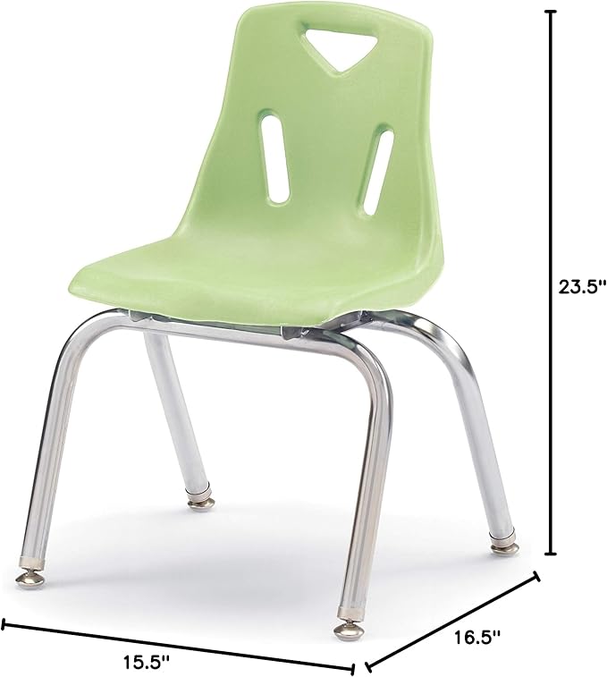Berries Jonti-Craft 8144JC6130 Stacking Chairs with Chrome-Plated Legs, 14" Height, Key Lime, Pack of 6