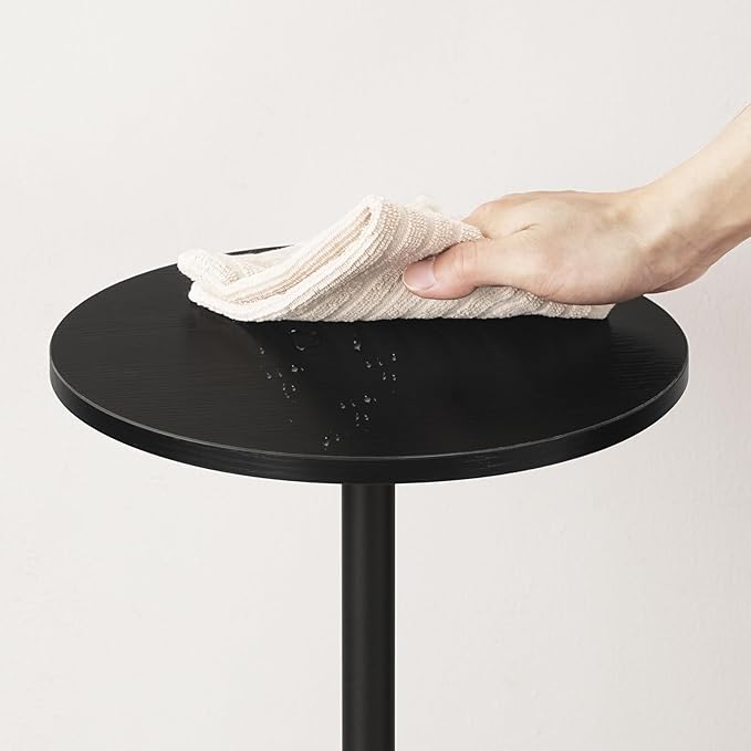 Round Side Table, Drink End Table for Small Spaces, Pedestal Style Martini Side Table in Living Room, Bedroom, Dormitory, Black ET30BB