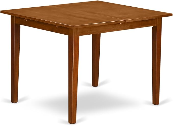 East West Furniture MILA3-SBR-C 3 Piece Dining Room Table Set Contains a Rectangle Kitchen Table with Butterfly Leaf and 2 Linen Fabric Upholstered Chairs, 36x54 Inch, Saddle Brown