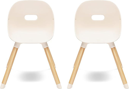 Lalo The Play Chair, Wooden and Non-Toxic Plastic Kids and Toddler Chair - Sturdy Bucket Seat and Easy to Clean Kids Chair with up to 200 lb. Weight Capacity, Set of 2 - Grapefruit